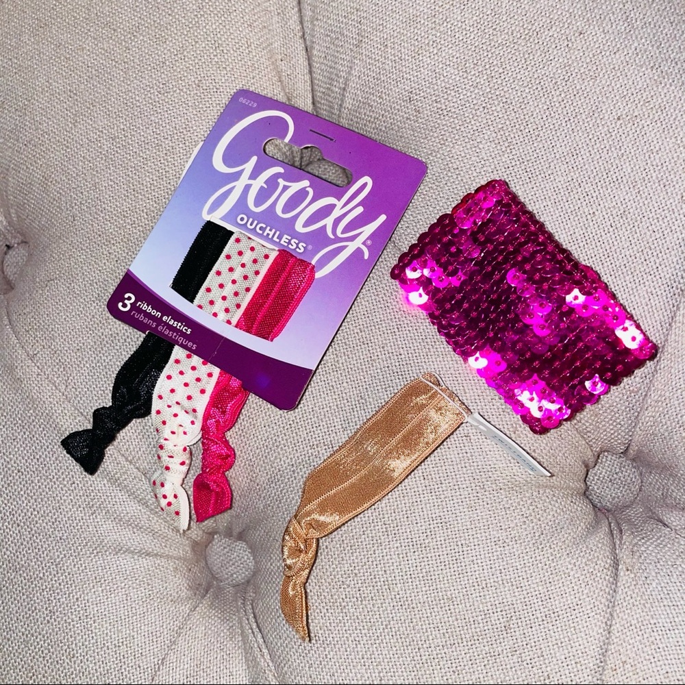 Goody Elastic Ties Twistband Pink Sequin hair Clip